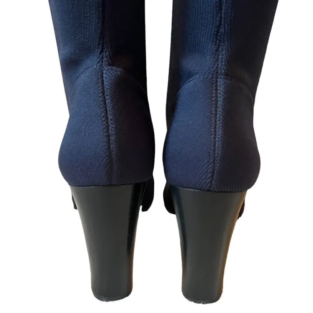 Charles By Charles David Simone Navy Blue Over-The-Knee Stretch Knit Boots